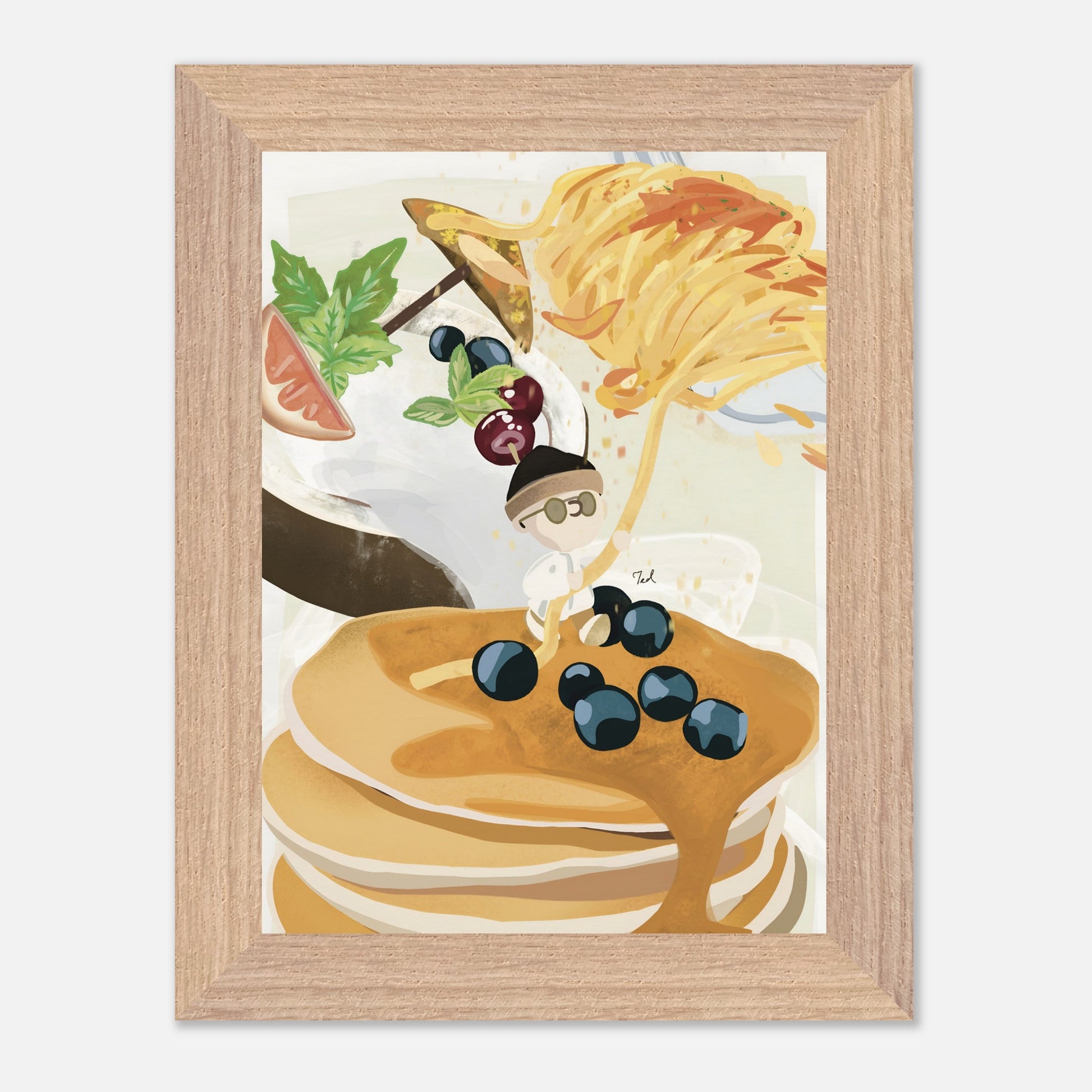 'Food Storm' Premium Wooden Framed Poster With Museum-Quality Matte Paper