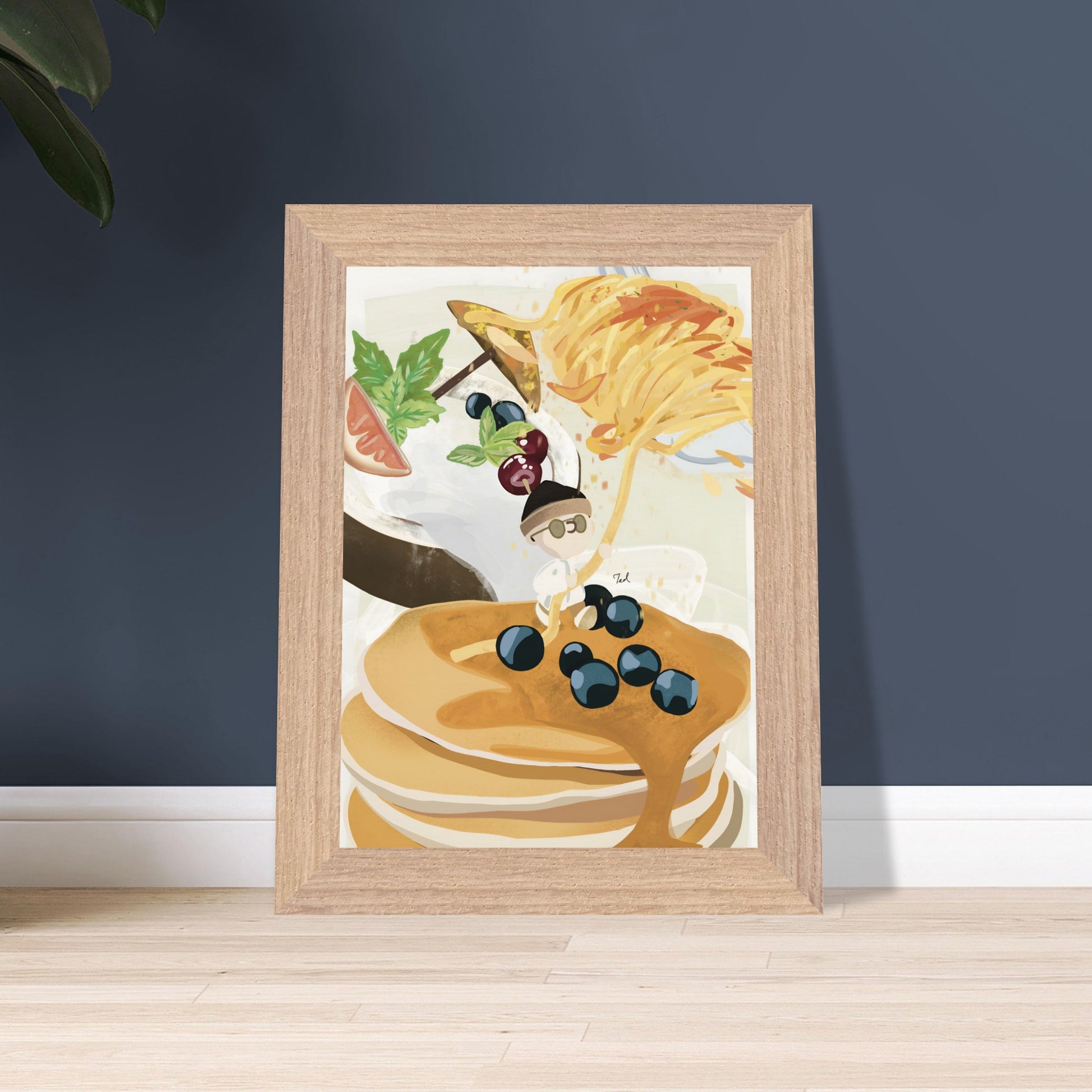 'Food Storm' Premium Wooden Framed Poster With Museum-Quality Matte Paper